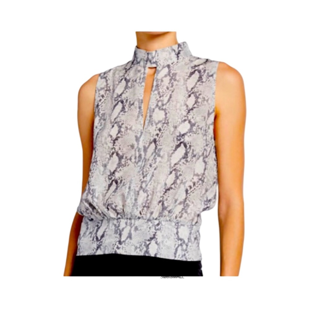 Frame Womens Silk Sleeveless Keyhole Front Snakeskin Print Top Size M